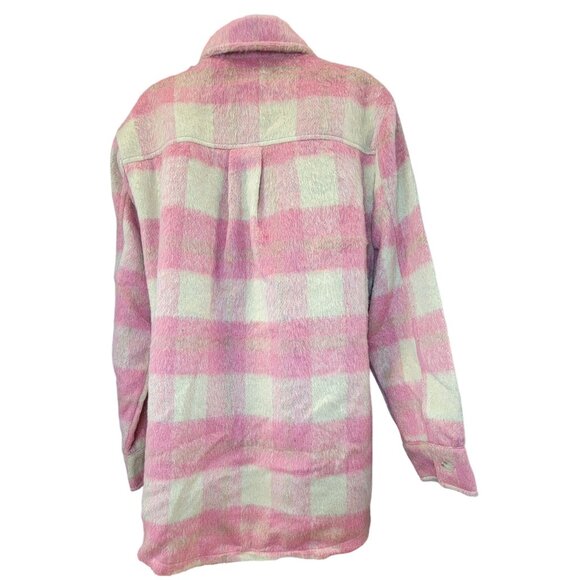 Blue B Shacket Pink & Cream Plaid Pockets Lined Womens Large New with Tags - Picture 2 of 9